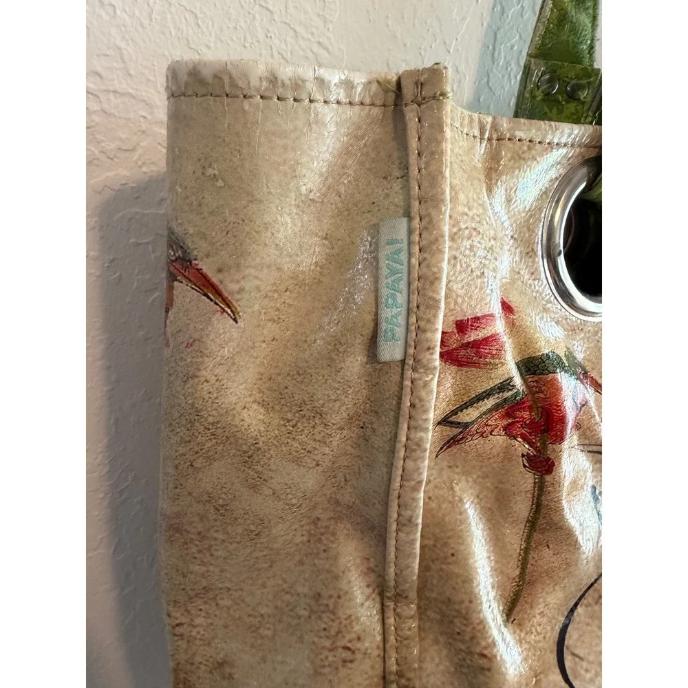 Papaya! Art Tote Bag Love Who You Are Dream Imagine Create Large Oilcloth Tan